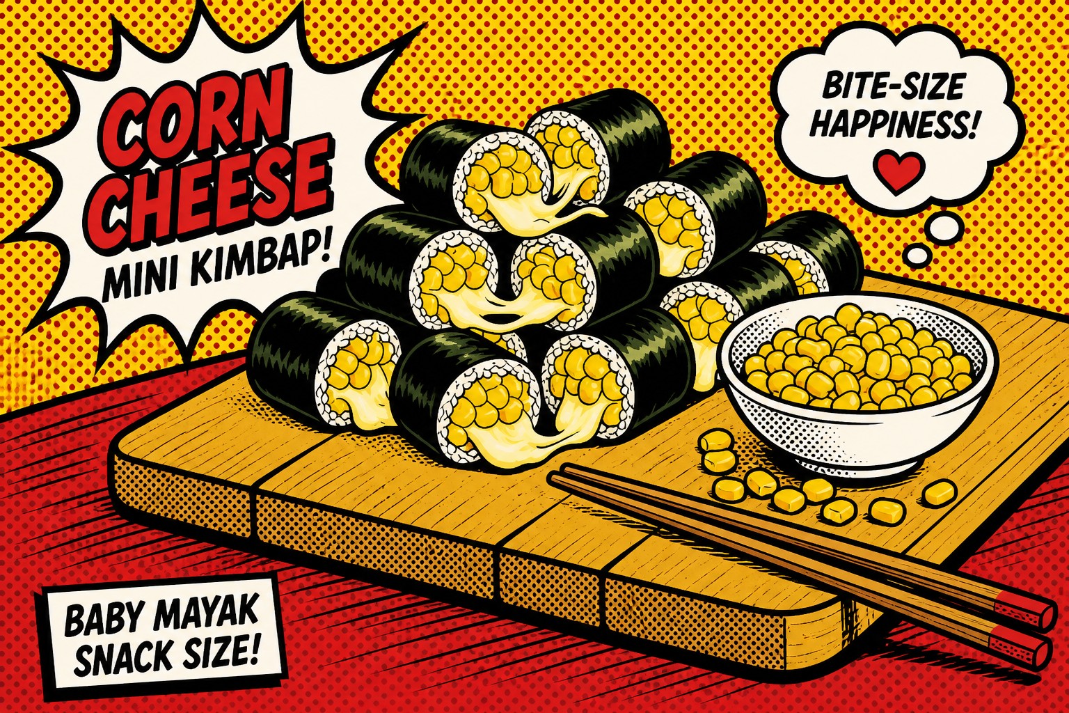 Corn Cheese and Mayak Baby Kimbap: Snack-Size for the Table